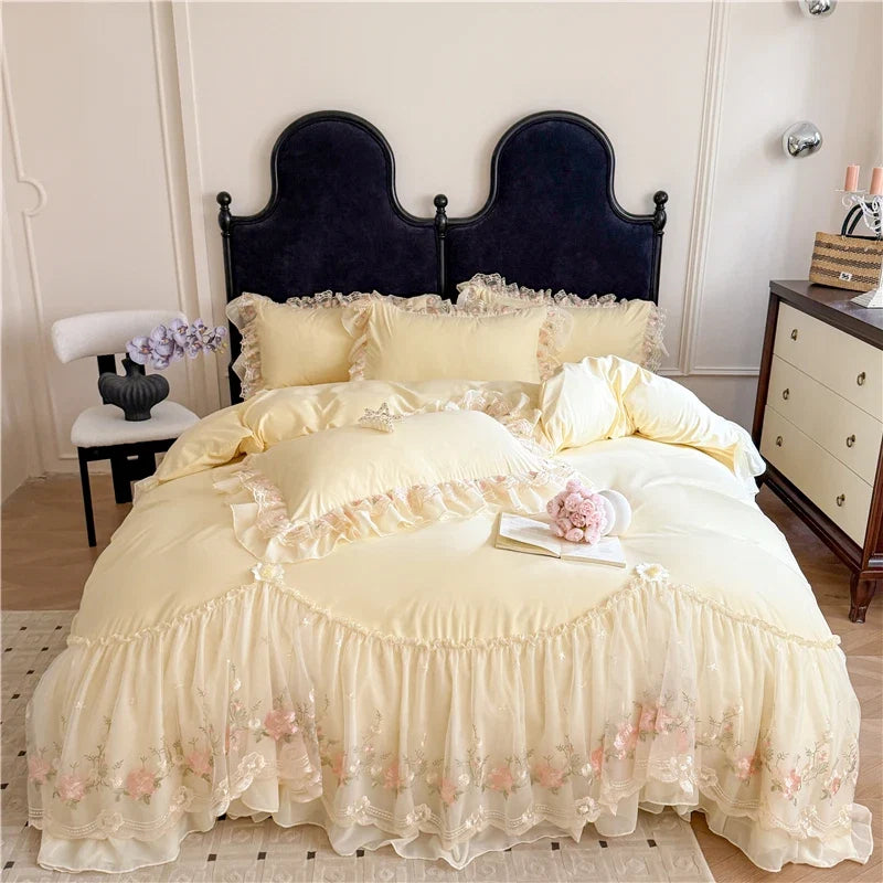 4Pcs Princess Wedding Bedding Set
