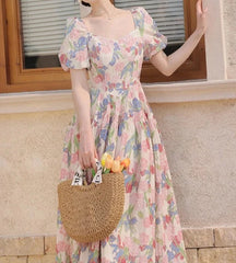 Dalila Floral Pearl Decorated Vintage-Inspired Dress