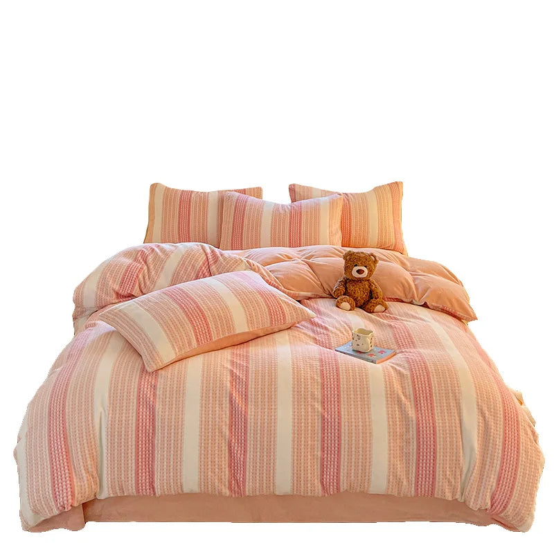 Winter Warm Velvet Duvet Cover Set Queen Bedding Set