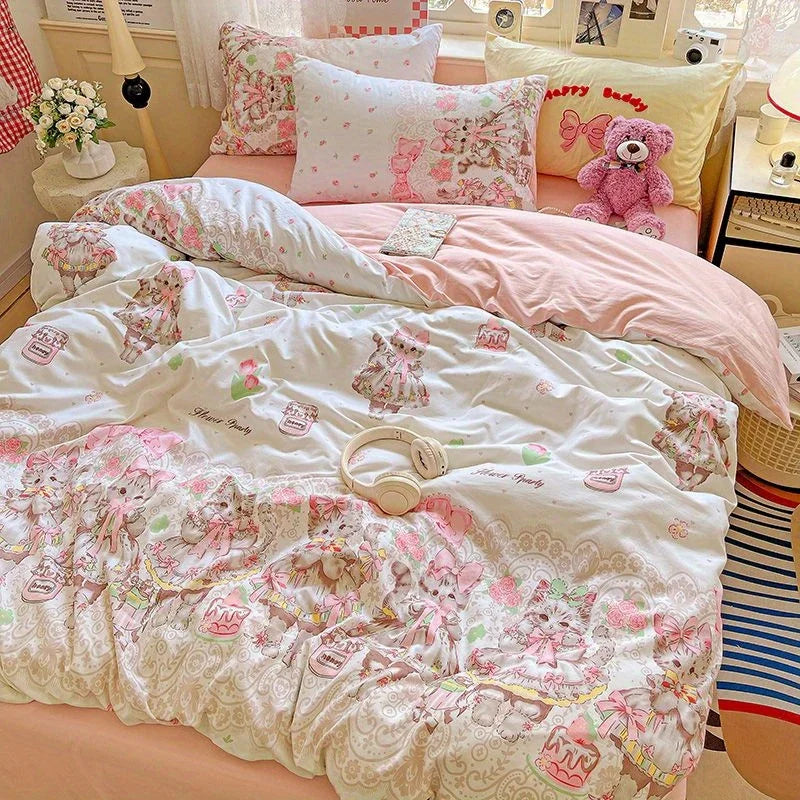 Korean Pink Bedding Set