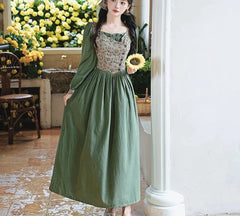 Sunflower Garden Cottagecore Dress with Headscarf