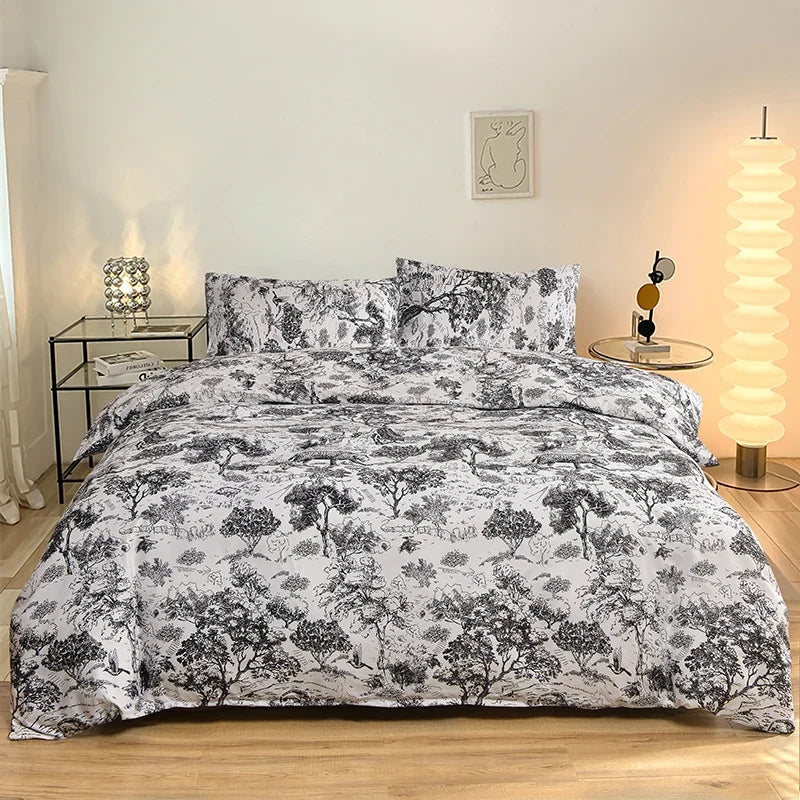 Minimal Nordic Style Quilt Cover Set Duvet cover and 2 Pillowcases plaid Comforter cover for full king twin double single bed