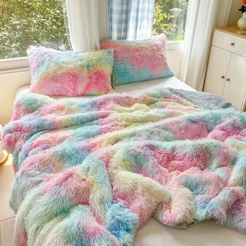 1Pc  Mink velvet fabric Colorful Soft Warm Sofa Throw Blankets Travel Blanket Warm Bedding All Season With zipper Duvet Covers