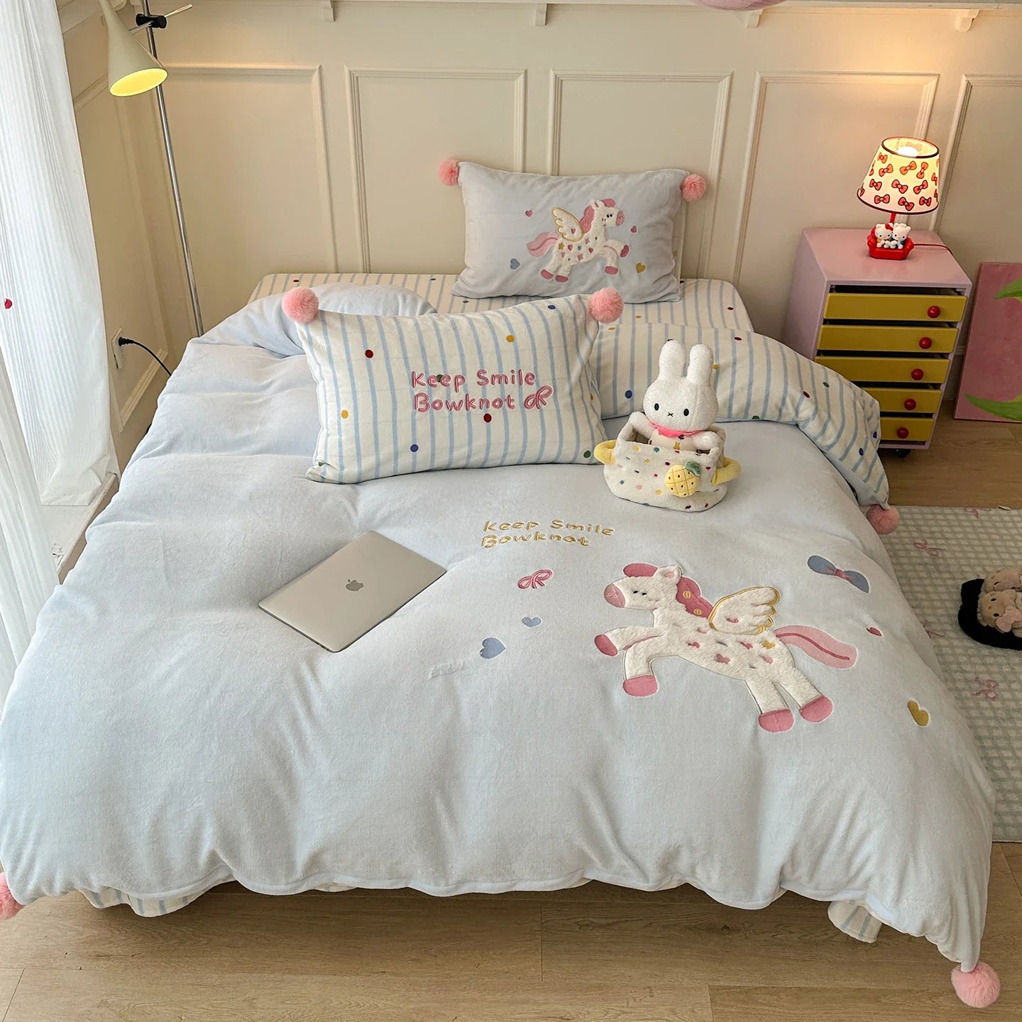 Milk Velvet Autumn Winter Warm Bedding Set