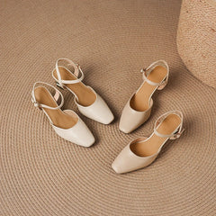 Sheepskin Round Toe High Heels