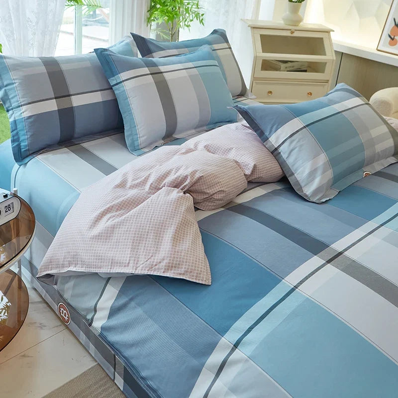 Nordic All Cotton plaid comforter cover for double bed 100% Pure Cotton Quilt cover 1pcs soft Simple Duvet cover King Queen Size