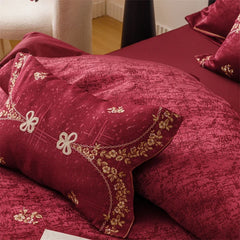 Luxury Gold Embroidery Wedding 4/5Pcs Bedding Set