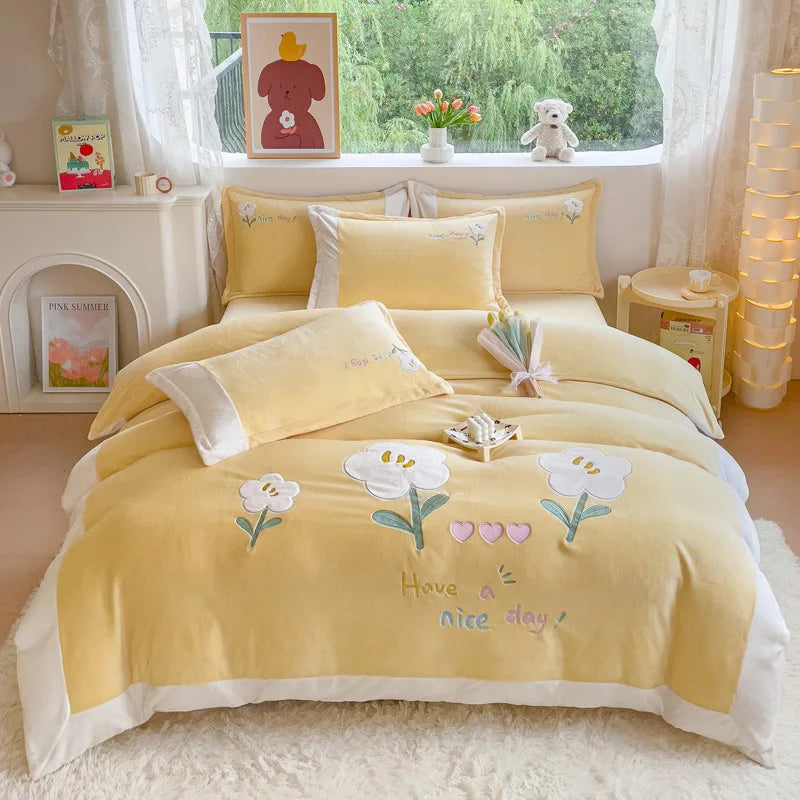 Winter Warm Velvet Bedding Set