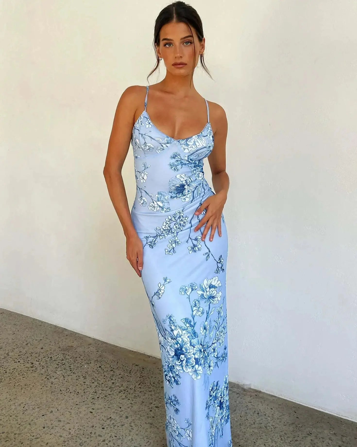 Floretta V Neck Spaghetti Dress