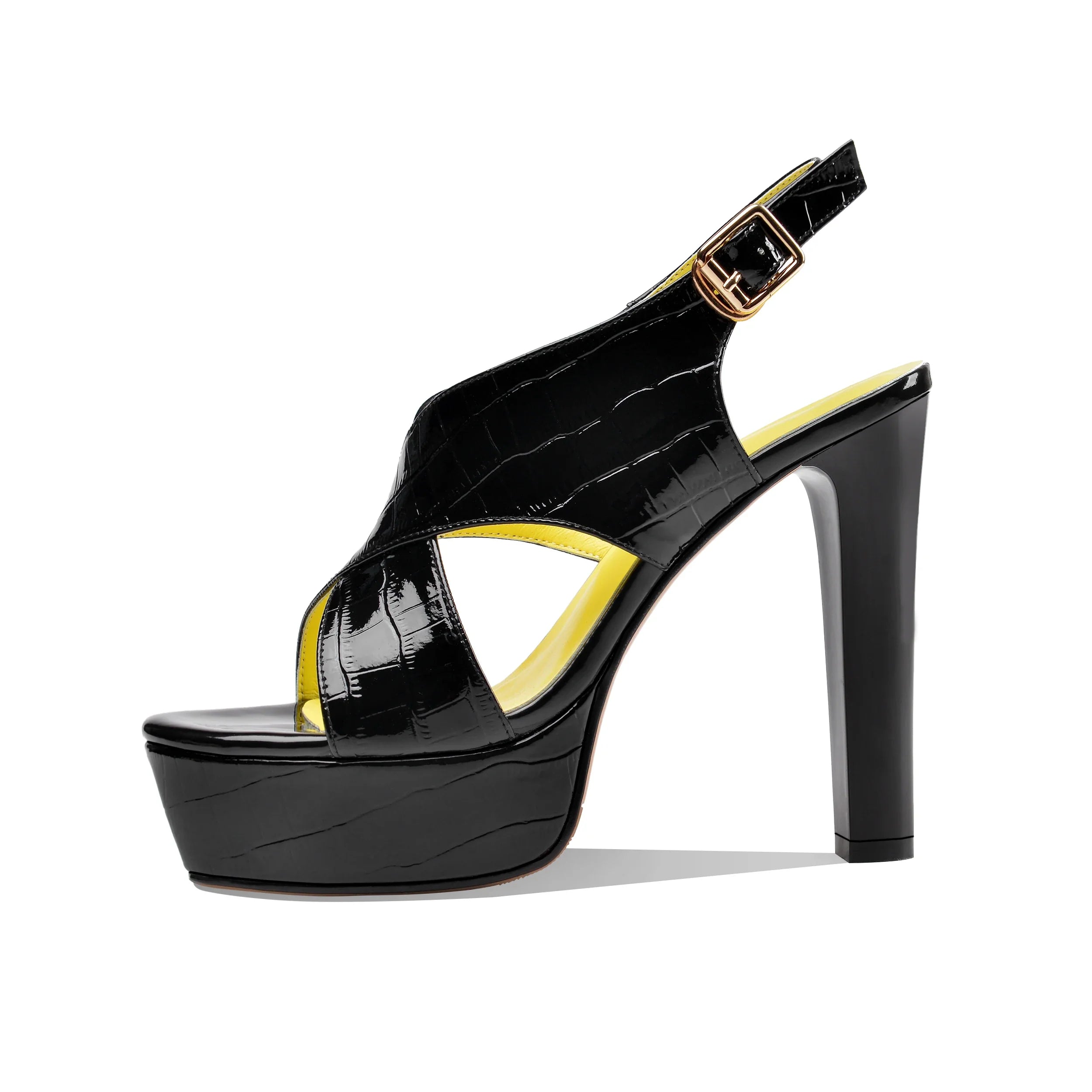 Embossed Microfiber Platform Sandals