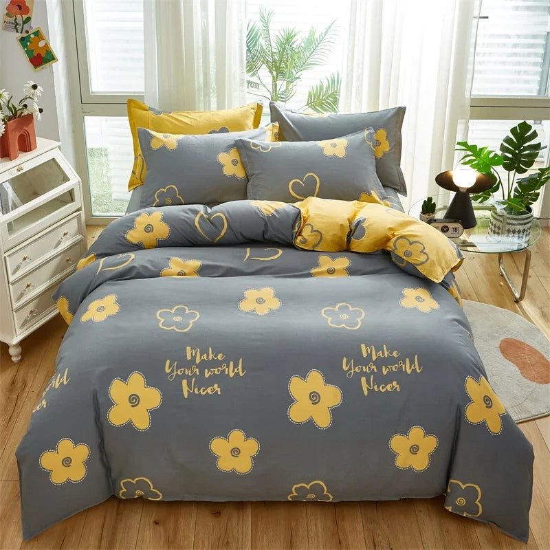 Nordic All Cotton plaid comforter cover for double bed 100% Pure Cotton Quilt cover 1pcs soft Simple Duvet cover King Queen Size