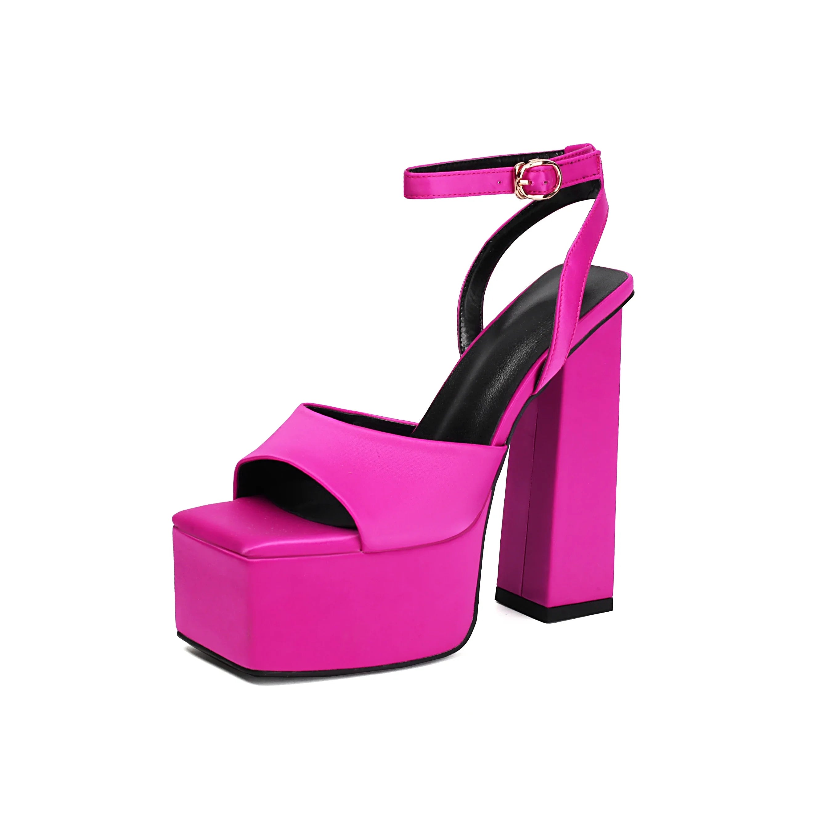 Blue Satin Peep Toe Shoes