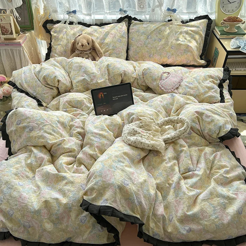 Korean Style Lace Ruffle Bedding Set