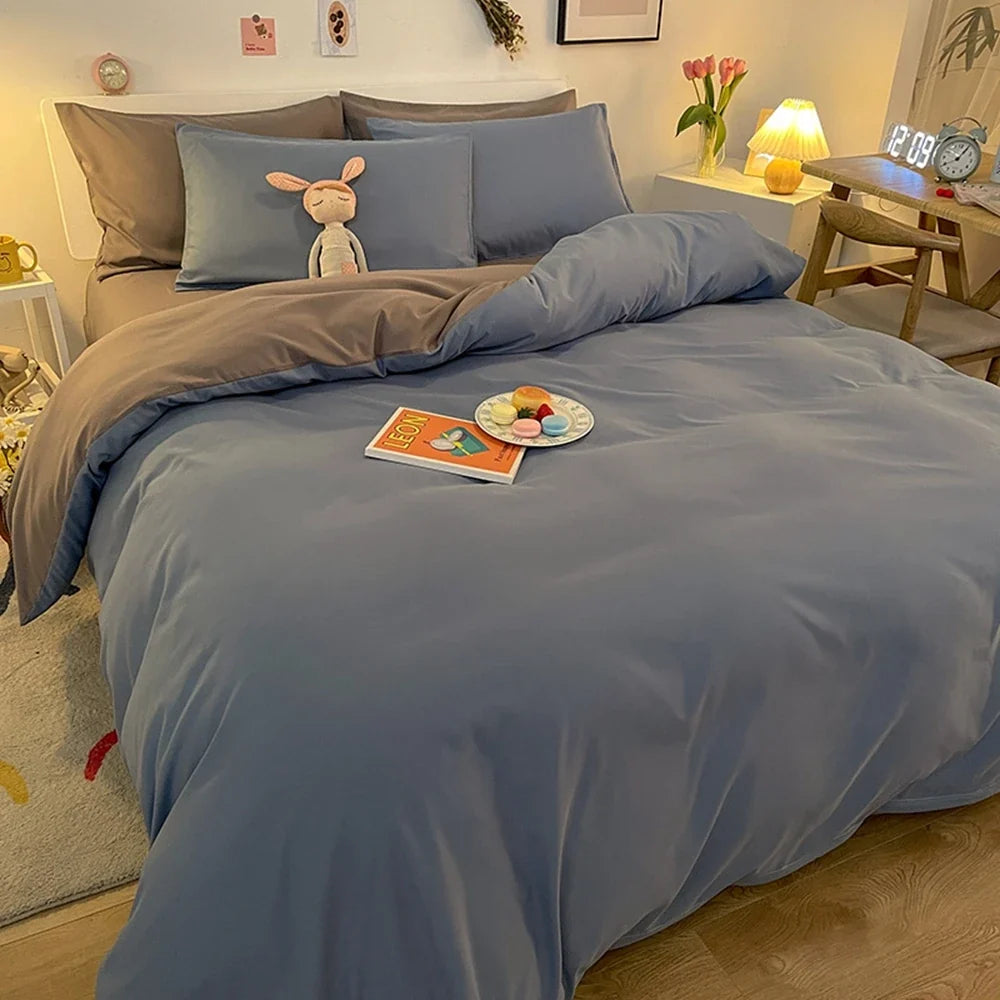 1 Pc Housse De Couette 220x240 White Gray Color Duvet Cover Double Size Funda Nordica Cama 150 Queen/King Size Bed Cover