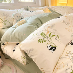Spring 100% Cotton Duvet Cover Set Fashion Floral Printed Queen Bedding Set