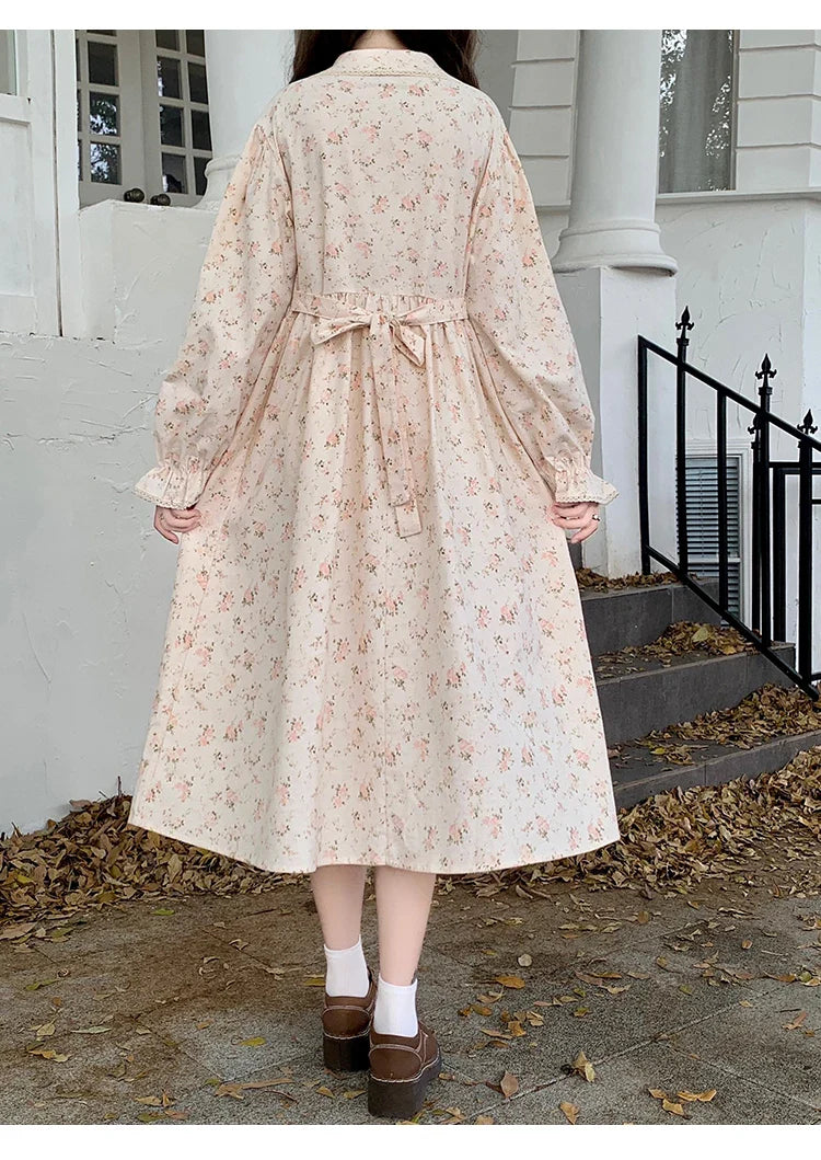 Nectarine Cotton Cottagecore Floral Dress