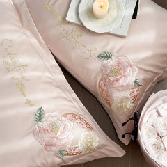 4Pcs Pink Luxury Bedding Set