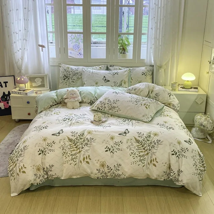 Cotton 4 Piece Bed Set Soft Breathable Bedding