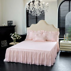 1000TC Egyptian Cotton Vintage French Palace Style Pleated Lace Ruffles Bow Bedding Set