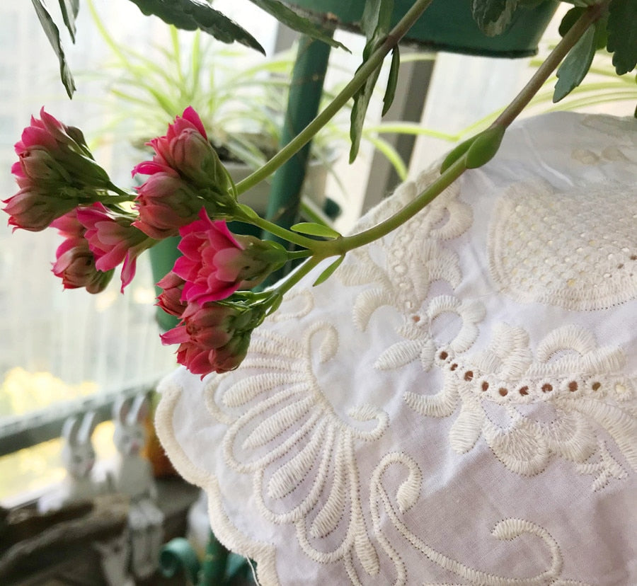 White Cotton Broderie Anglaise Embroidered Cottagecore Skirt