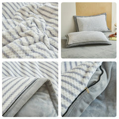 Japanese Striped Milk Velvet Bedding Set