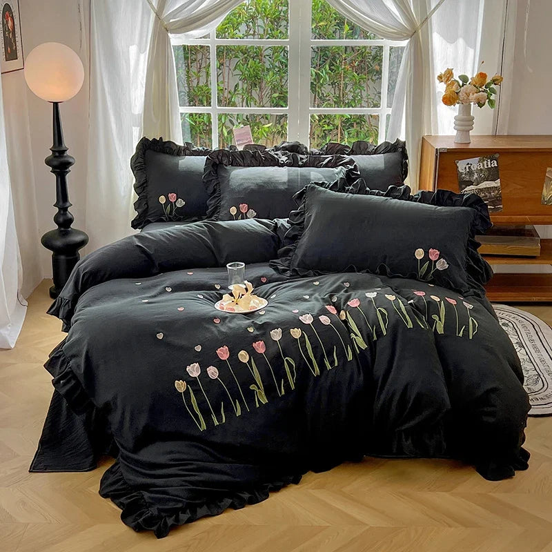 3/4Pcs Ruffle Bedding Set