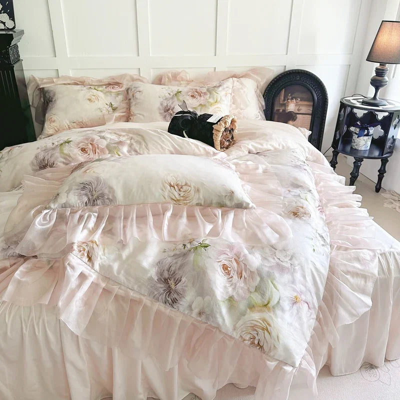 Rose Flower Print Bedding Set