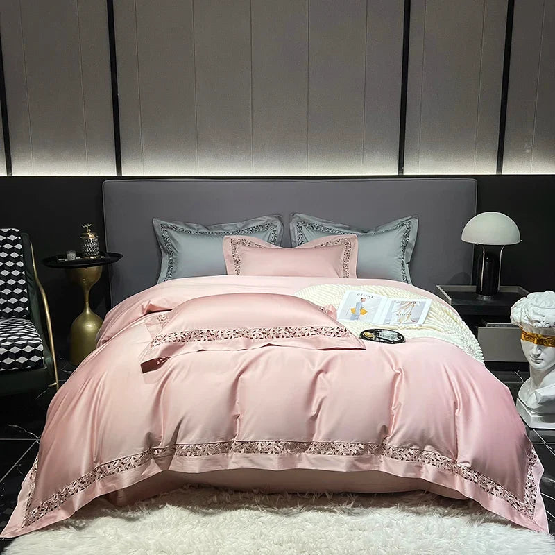 Premium 1200TC Egyptian Cotton Hollow Wide Edge Luxury Bedding Set