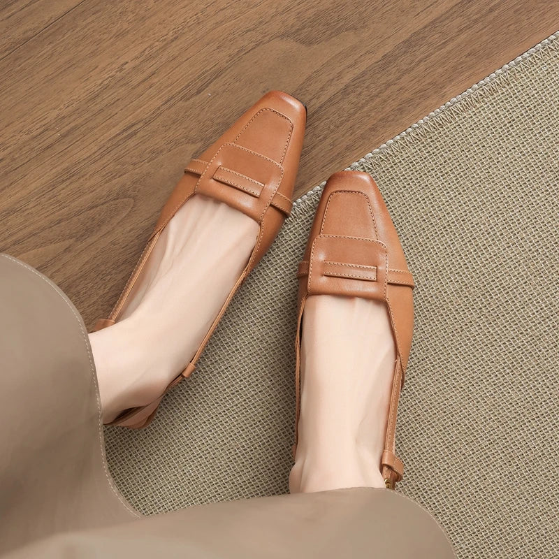 leather cowhide square toe