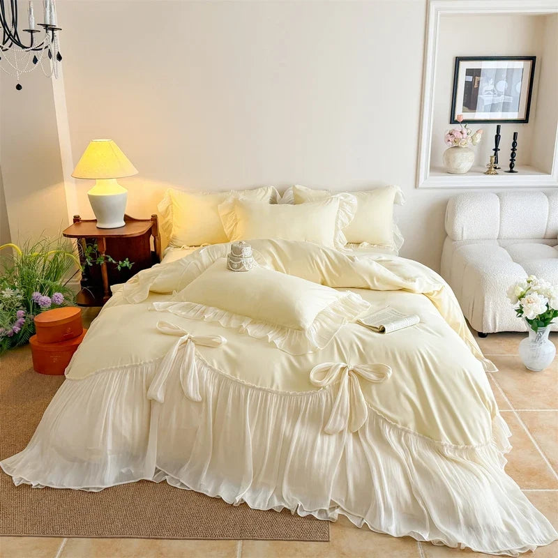 4Pcs Luxury Princess Wedding Style Bedding Set