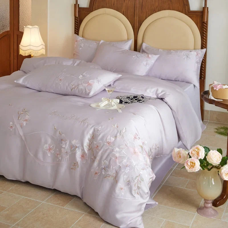 Flowers Embroidery Lxuruy Bedding Set