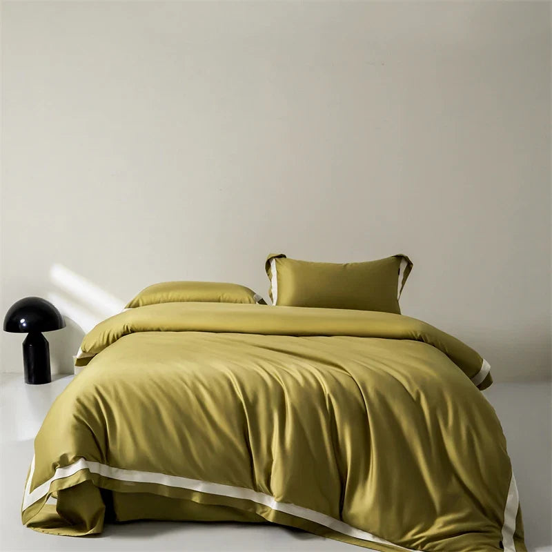 1000TC Egyptian Cotton Luxury Solid Color Hotel Style Soft Silky Bedding Set
