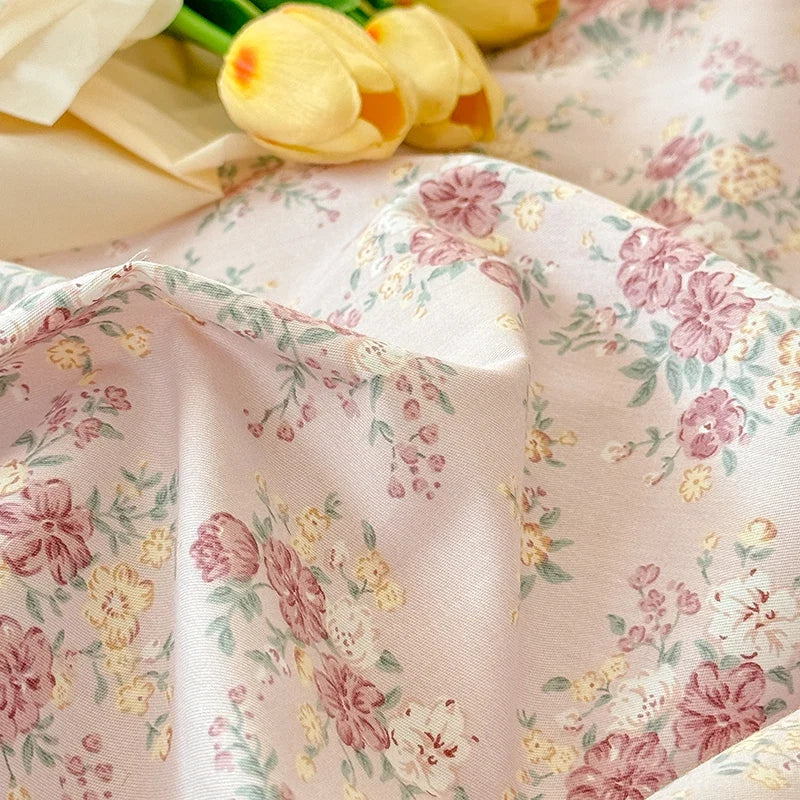 Korean Princess Style Rose Floral Ruffle Bedding Set