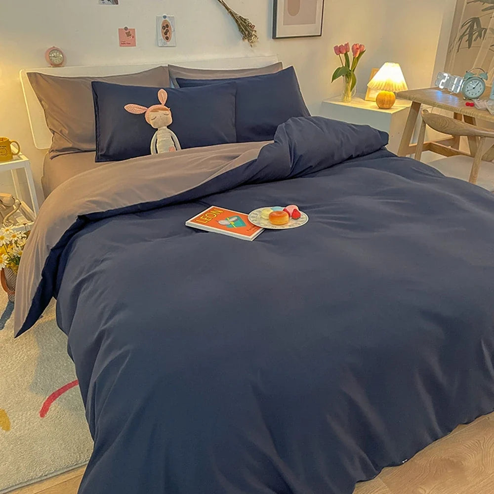 1 Pc Housse De Couette 220x240 White Gray Color Duvet Cover Double Size Funda Nordica Cama 150 Queen/King Size Bed Cover