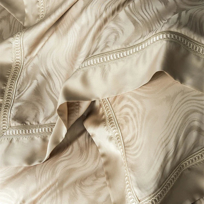 1000TC Egyptian Cotton Soft Silky Jacquard Embroidery Luxury Bedding Set