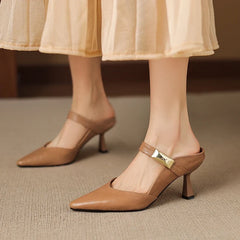 leather sheepskin metal accessories belt buckle high Heels