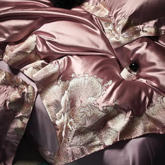 High Precision Damask Egyptian Cotton Luxury Embroidery Bedding Set