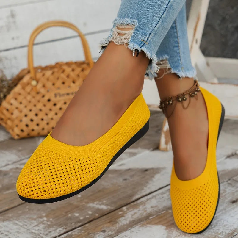 Flat Sole Single Shoe Spring/summer/autumn Mesh Fabric Shallow Mouth Soft Sole Breathable Loafers