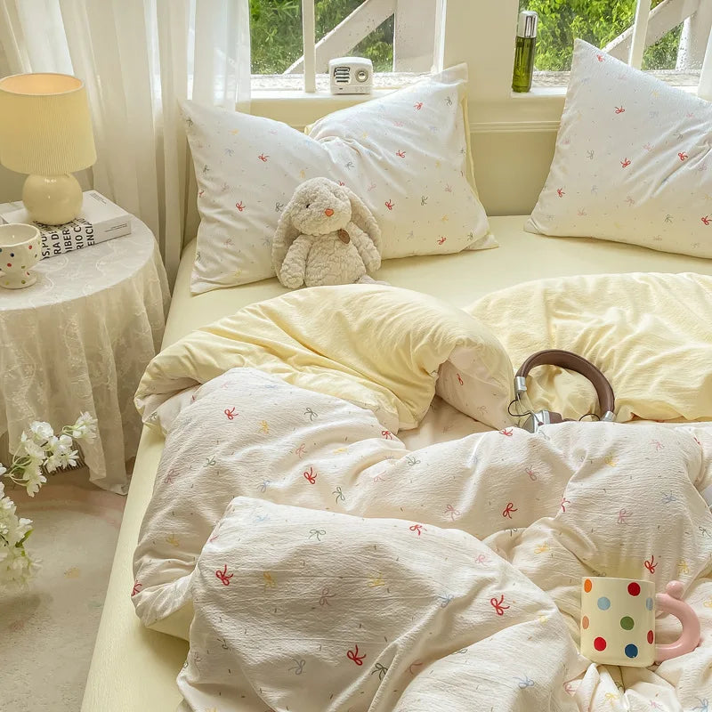 Korean Wrinkled Double Layered Yarn Bedding Sets