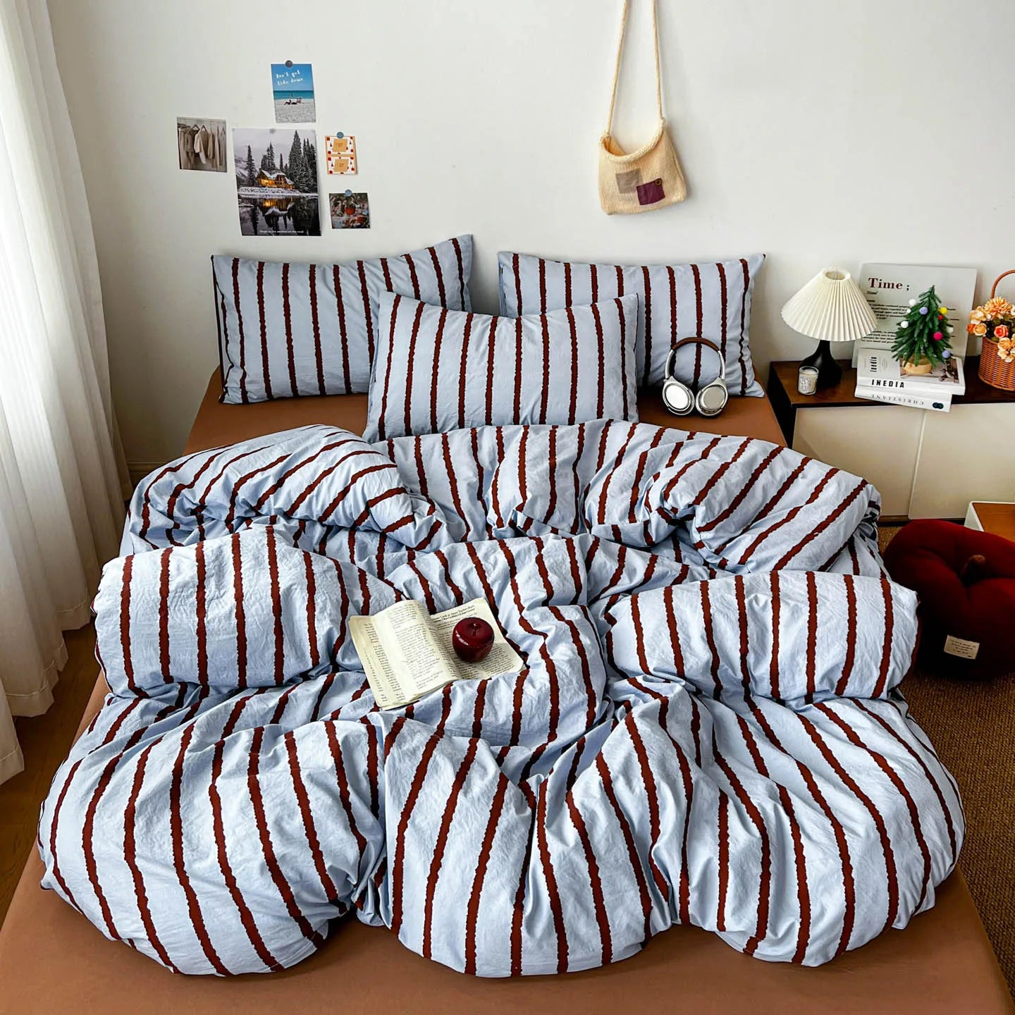 INS Pink Stripe Series Soft Bedding Set