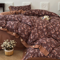 3/4Pcs Korean Princess Style Floral Bedding Set