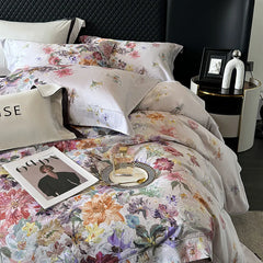 Premium 1000TC Egyptian Cotton American Oil Painting Style Flower Print Bedding Set