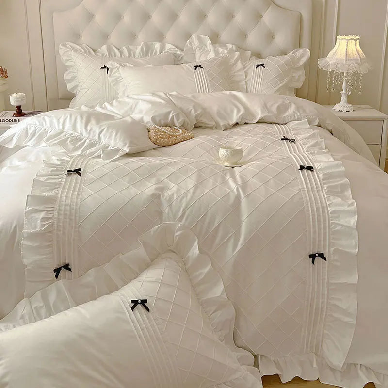 White Pink Yellow Princess Wedding Bedding Set
