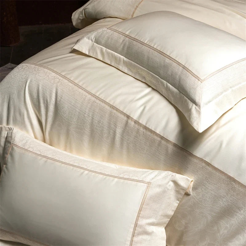 Satin Jacquard 1000TC Egyptian Cotton Luxury Champagne Bedding Set