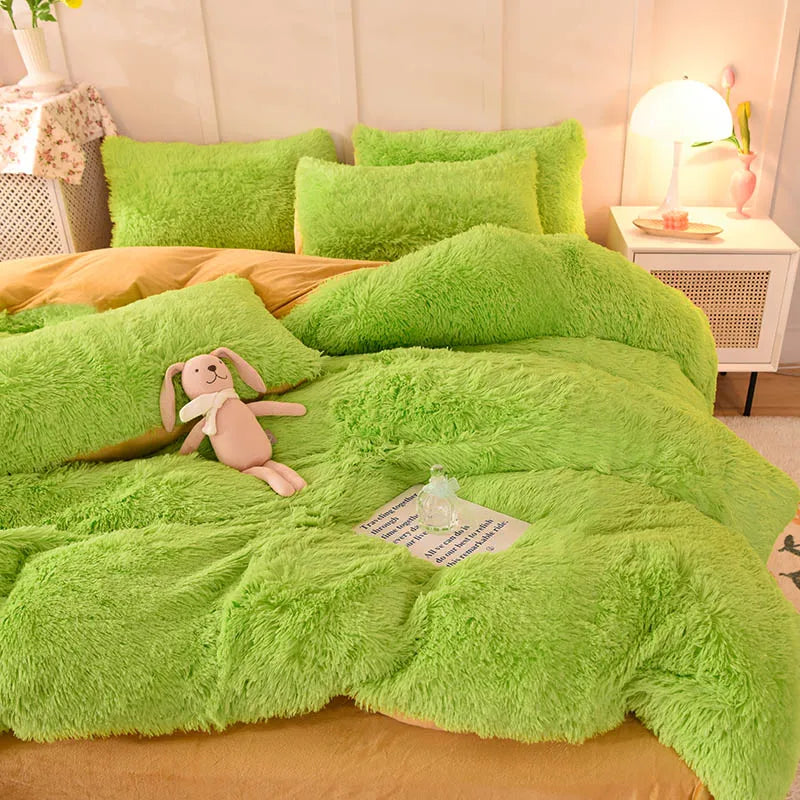 Thickened mink 4 pieces princess Bedding Set