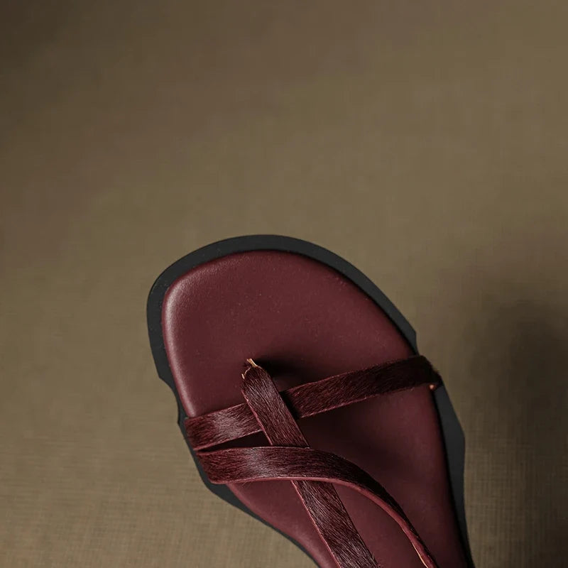 cowhide horsehair low Heel