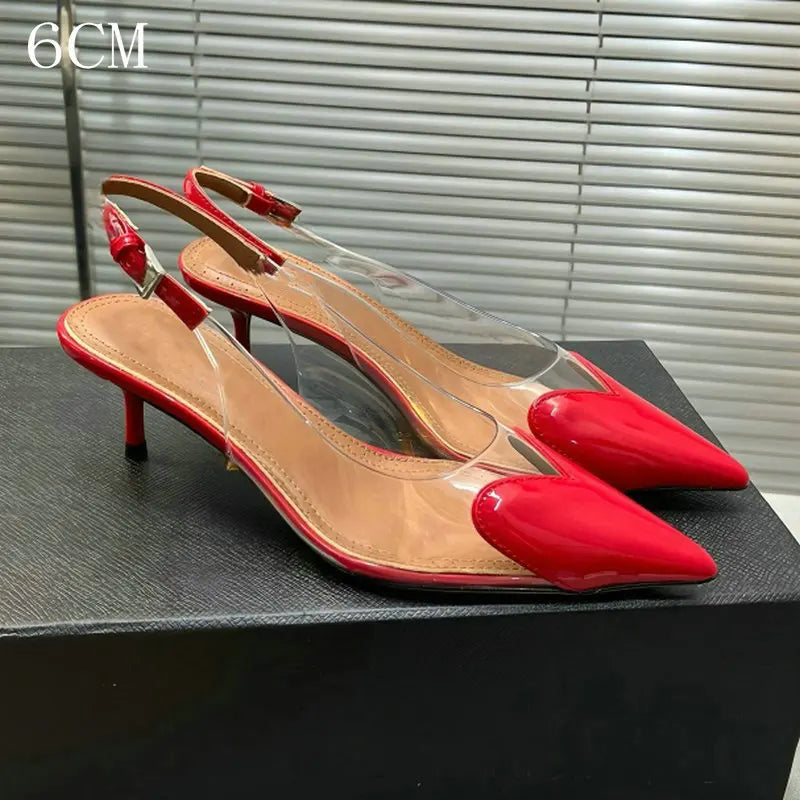 Heart-Shaped Transparent High-Heeled Sandals
