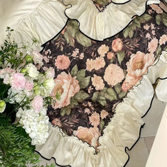 Premium 1000TC Egyptian Cotton Flowers Print Ruffles Princess Bedding Set