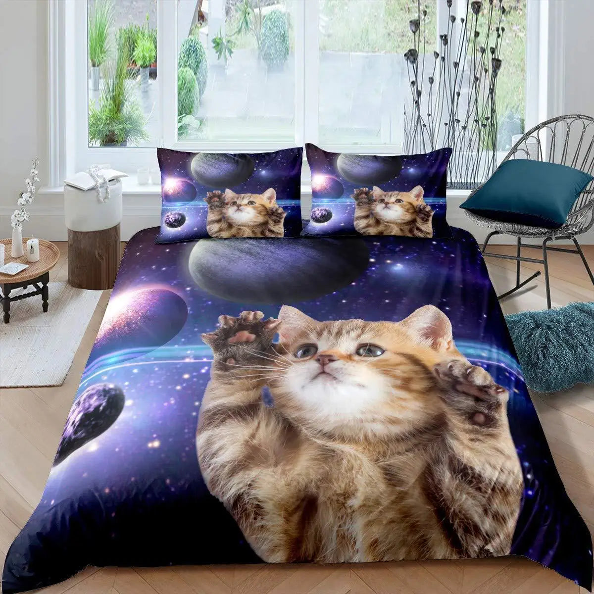 Universe Duvet Set with Pillowcase Planet Galaxy Printed Boys Girls Custom Made Digital Printed 3-Piece No Bed Sheet Bedding Set