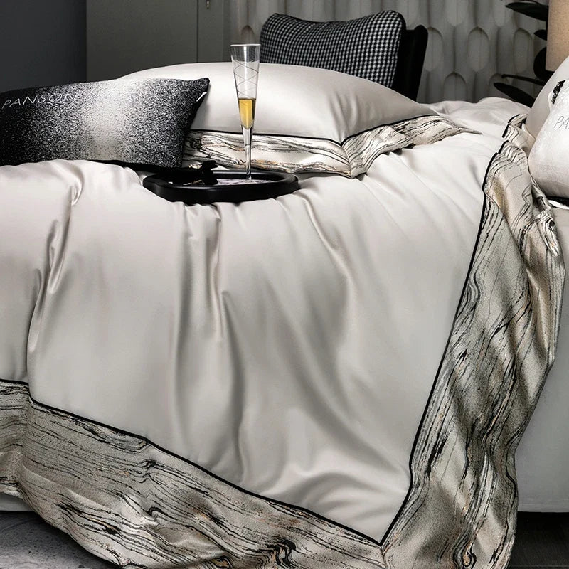 1000TC Egyptian Cotton Grey Luxury Embroidery Bedding Set